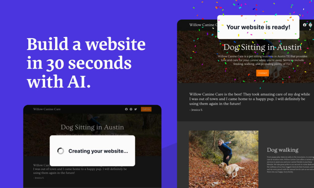 Un constructeur de sites web alimenté par l'IA