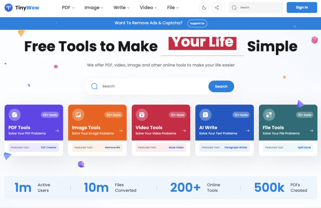 Site web de TinyWow AI