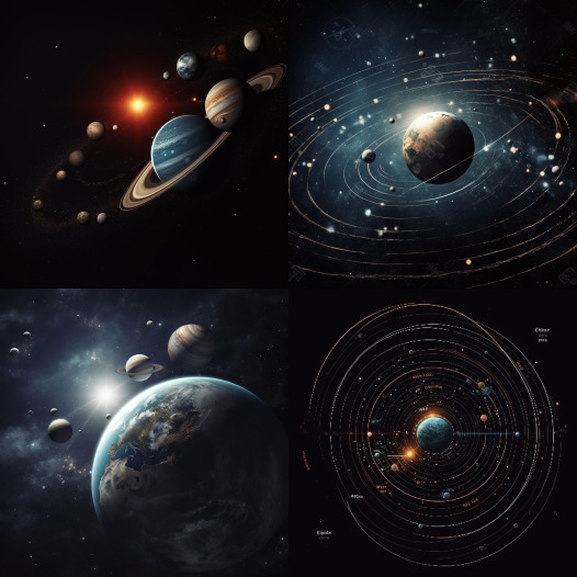 The Earth in the solar system, dark background