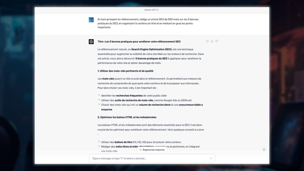 Écrire un article SEO avec ChatGPT