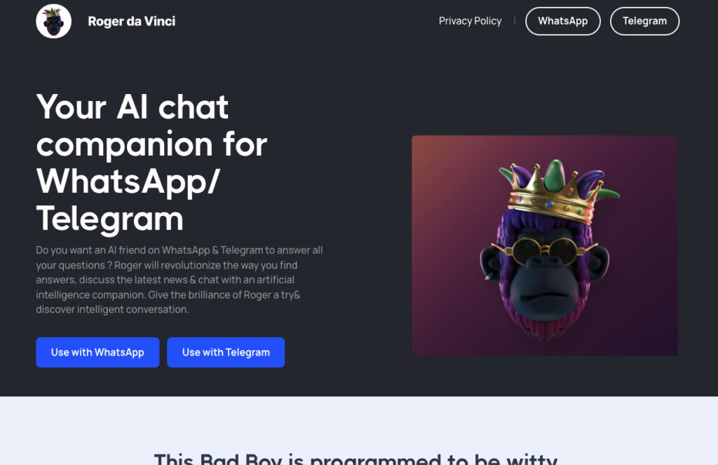 Your AI chat companion for WhatsApp/ Telegram