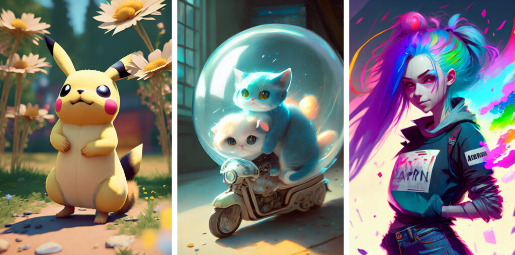 Exemple d'images générés par Dreamlike.art