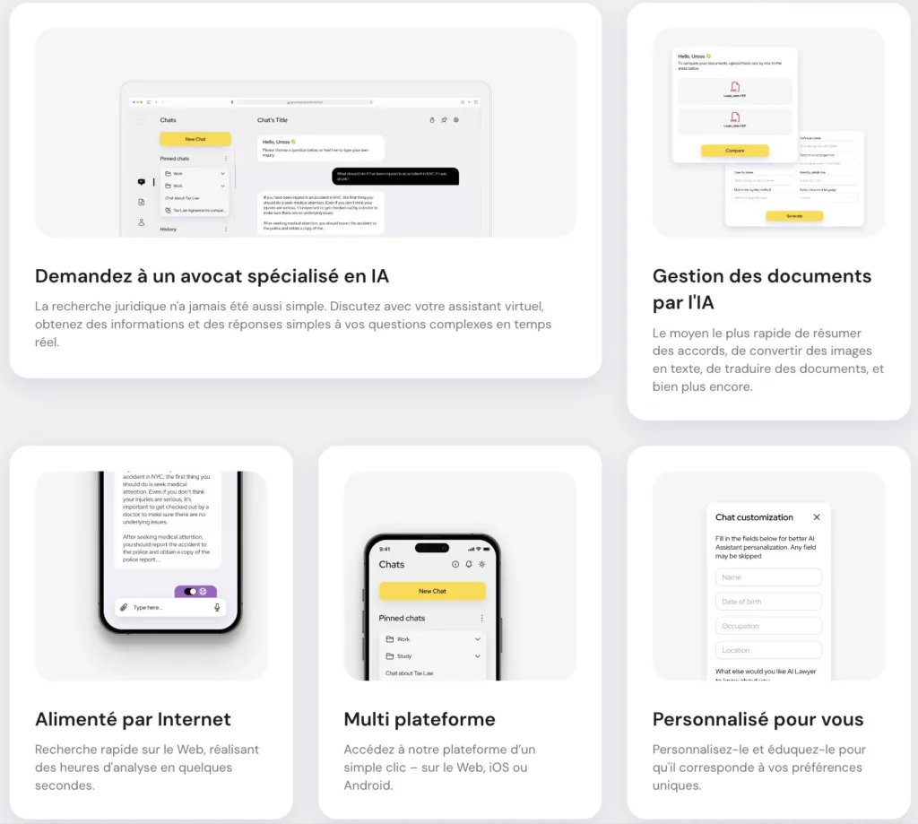 Fonctionnalités de AI Lawyer